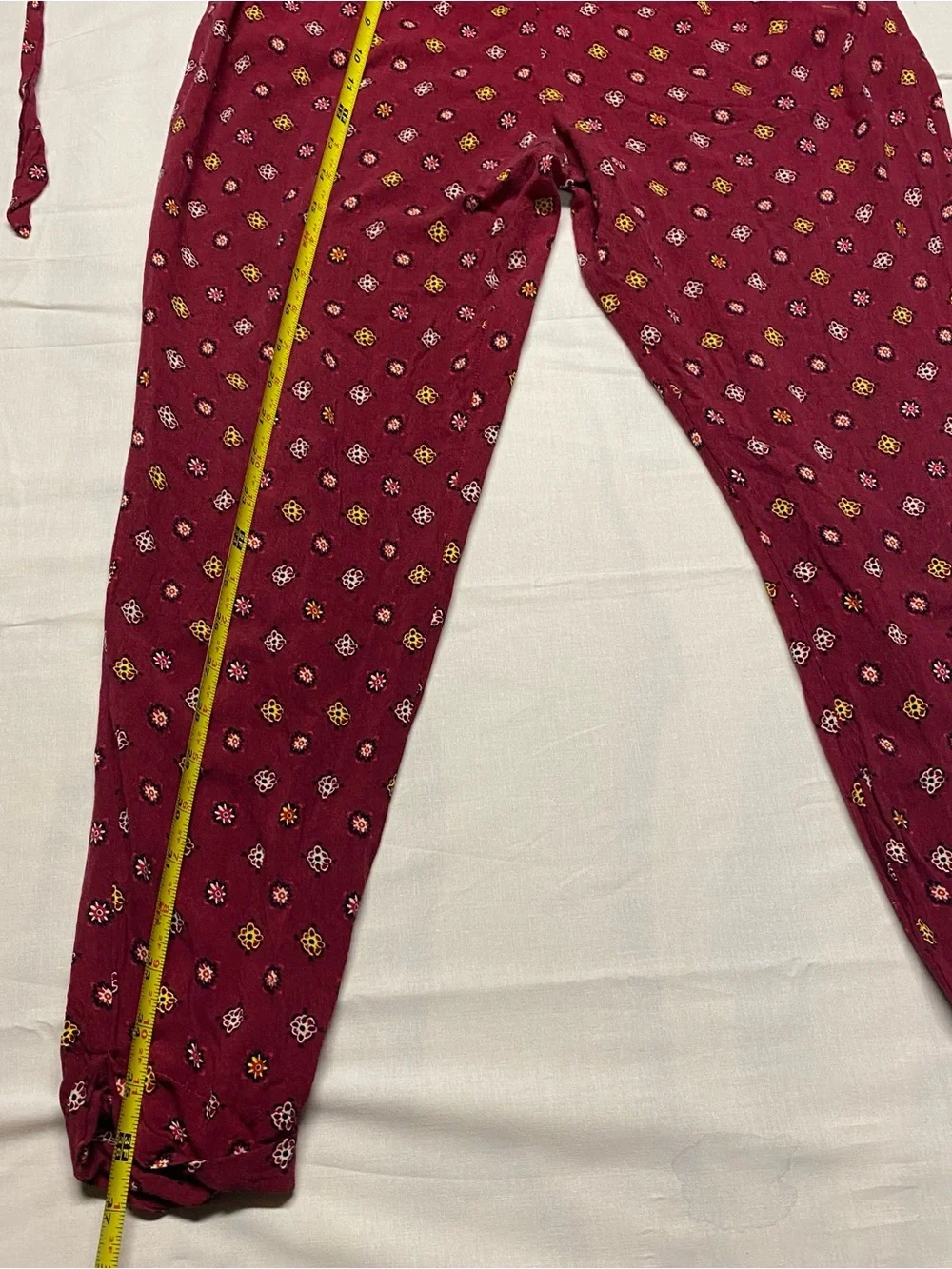 Womens Hollister Burgundy Floral-Print Tie-Waist pajamas